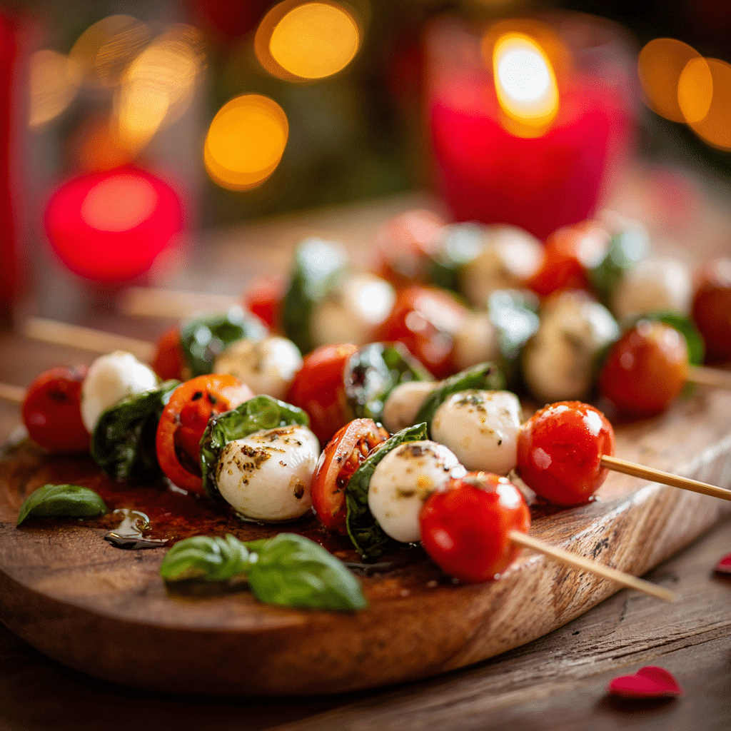 Caprese Heart Skewers: Fresh Romantic Appetizer Recipe - Recipe Image