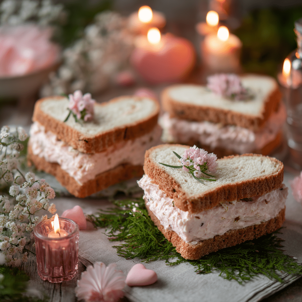 Pink Cream Cheese Heart Sandwiches Recipe - Recipe Image