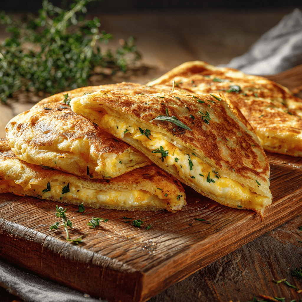 Savory Cheese-Stuffed Flat Pancakes Recipe - Recipe Image
