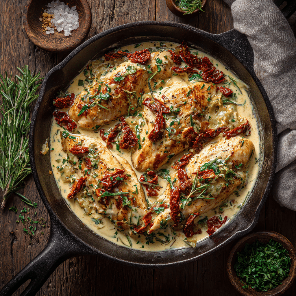 Creamy Tuscan Sun-Dried Tomato Chicken Recipe - Recipe Image