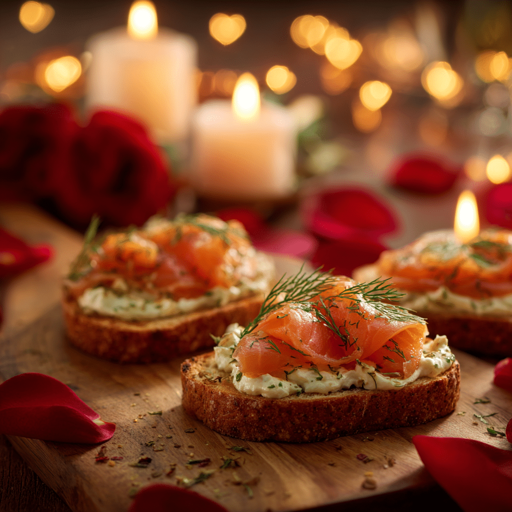 Heart-Shaped Toasts with Smoked Salmon: Elegant Quick Bite Recipe - Recipe Image