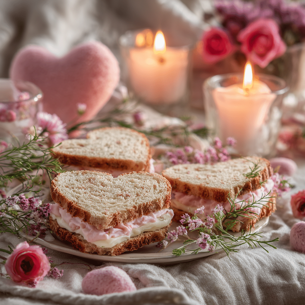 Pink Cream Cheese Heart Sandwiches Recipe - Recipe Image