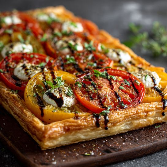 Puff Pastry Caprese Tart: Flaky Italian Appetizer Recipe - Recipe Image