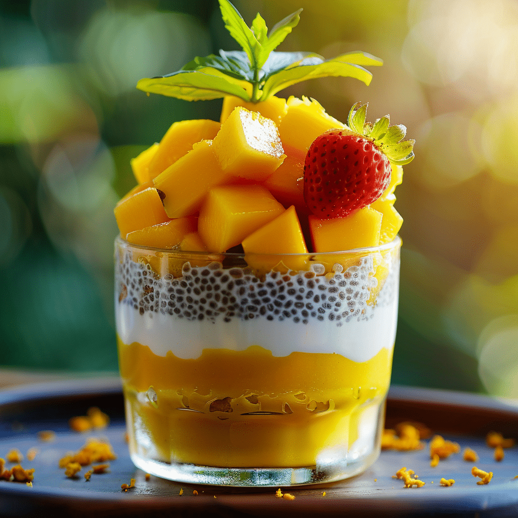 Turmeric Mango Chia Parfait: Golden Sunshine Layers Recipe - Recipe Image