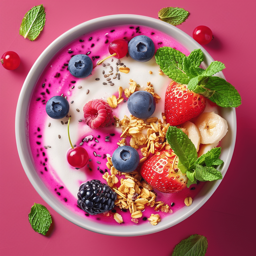 Hot Pink Dragon Fruit Yogurt Bowl Recipe - Recipe Image