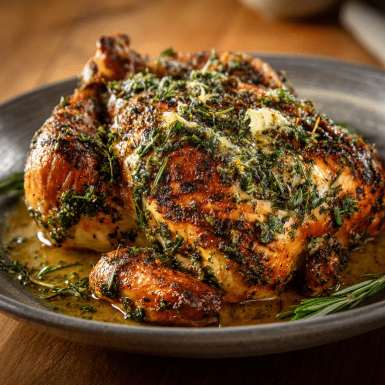 Herb-Crusted Roast Chicken with Garlic Butter Recipe
