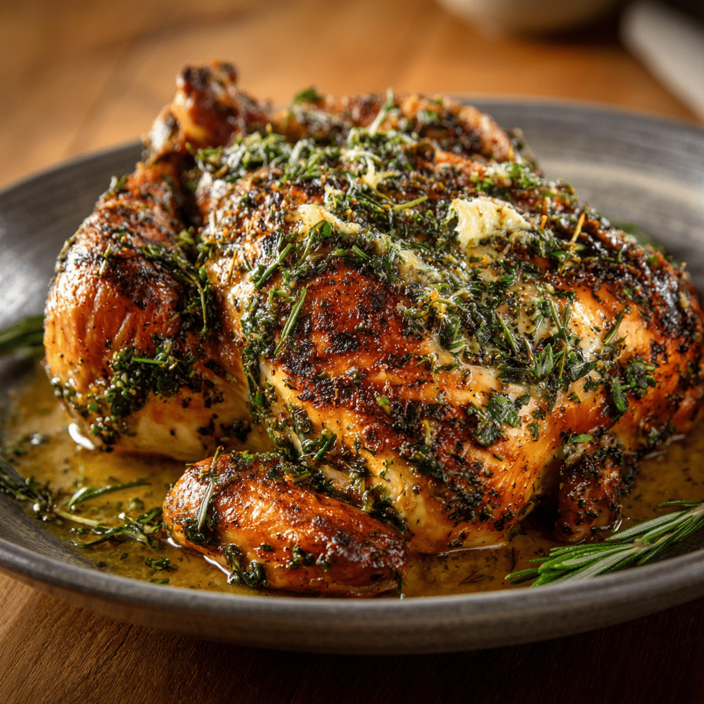 Herb-Crusted Roast Chicken with Garlic Butter Recipe