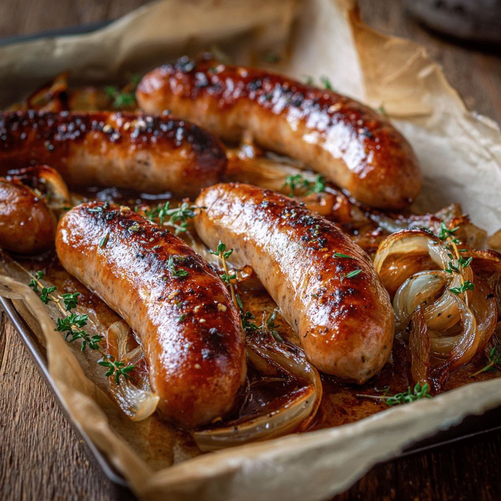 Baked Sausage & Onion Tray Recipe