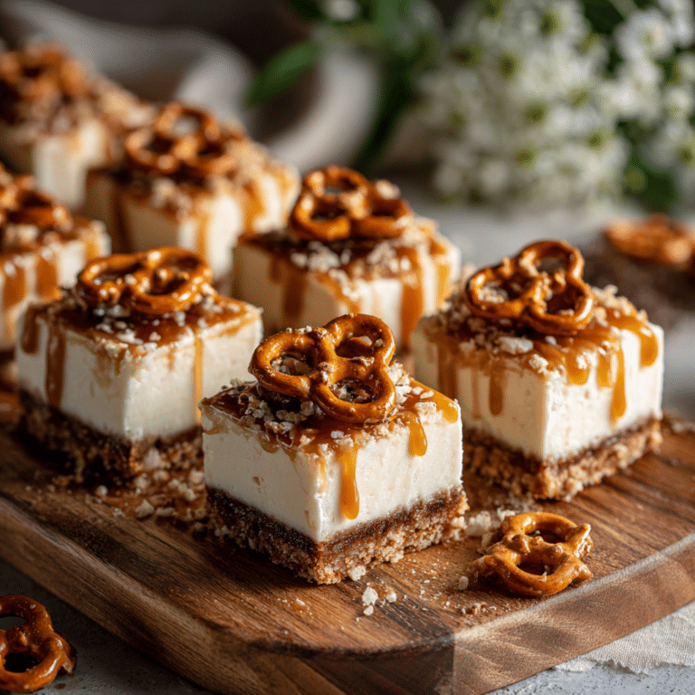 Salted Caramel Pretzel Cheesecake Bars Recipe
