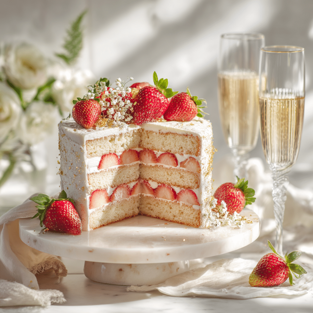 Champagne & Strawberry Layer Cake Recipe