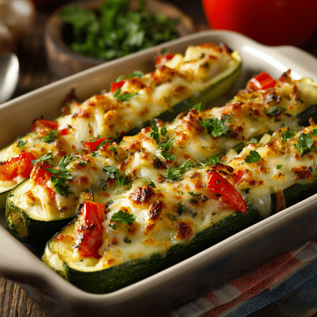 Oven-Baked Cheesy Zucchini Boats Recipe