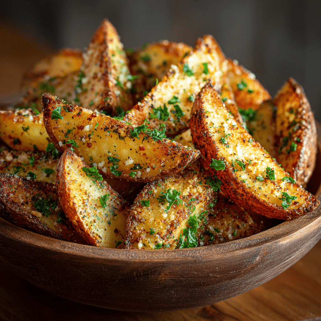 Baked Garlic Parmesan Potato Wedges Recipe
