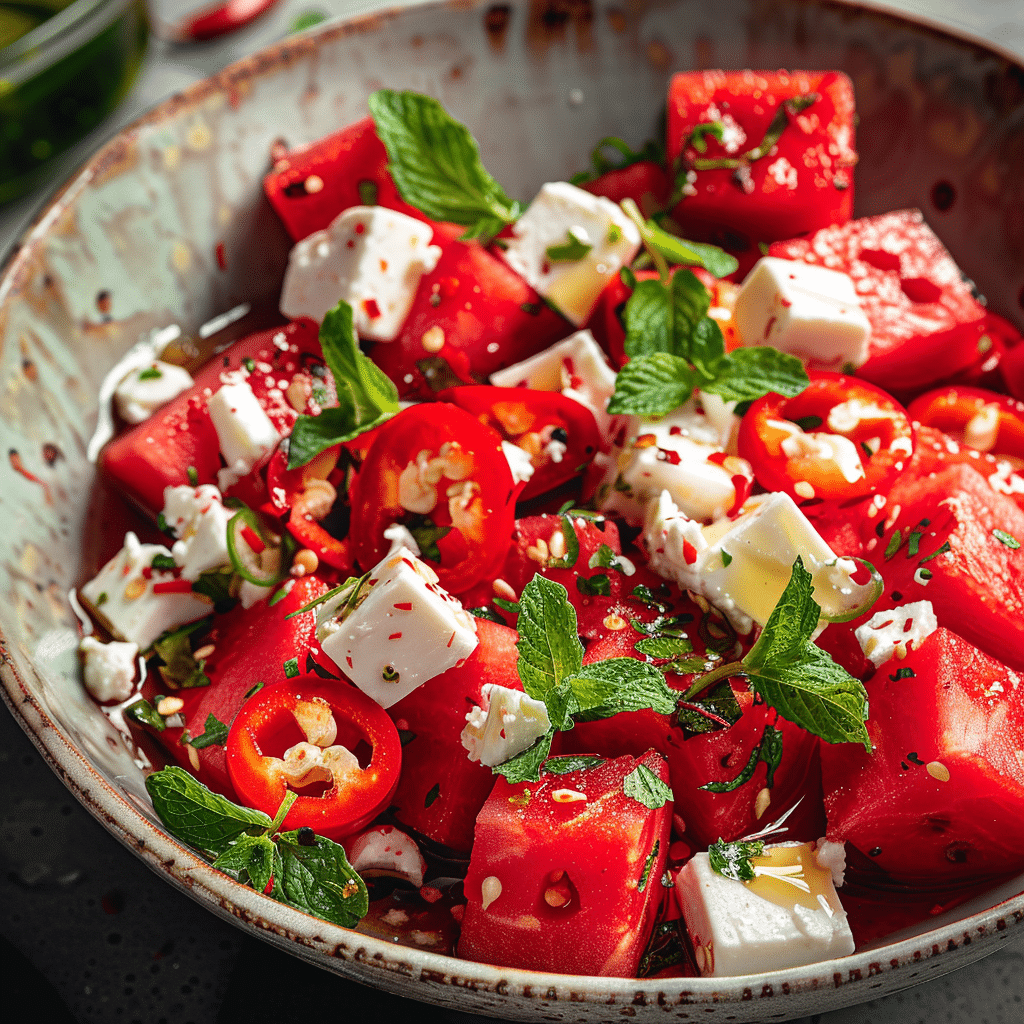 Spicy Watermelon Feta Salad: Sweet & Fiery
 - Recipe Image