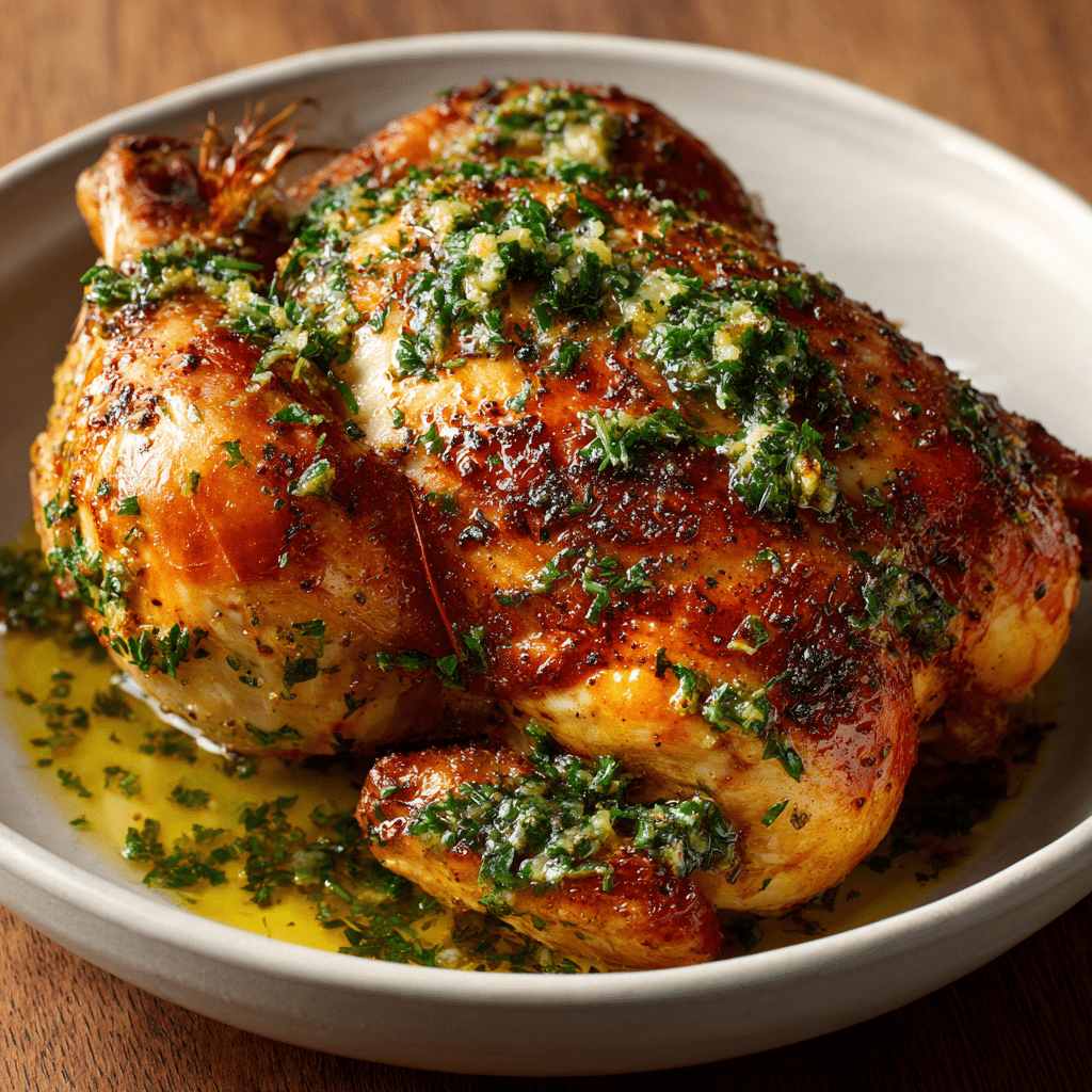 Herb-Crusted Roast Chicken with Garlic Butter Recipe - Recipe Image