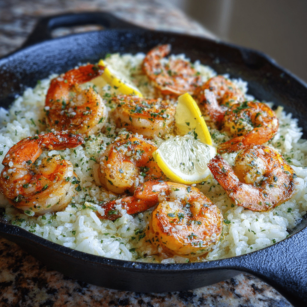 Garlic Butter Shrimp with Lemon Rice Recipe - Recipe Image