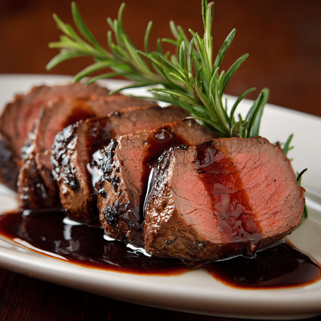 Beef Tenderloin with Red Wine Reduction Recipe - Recipe Image