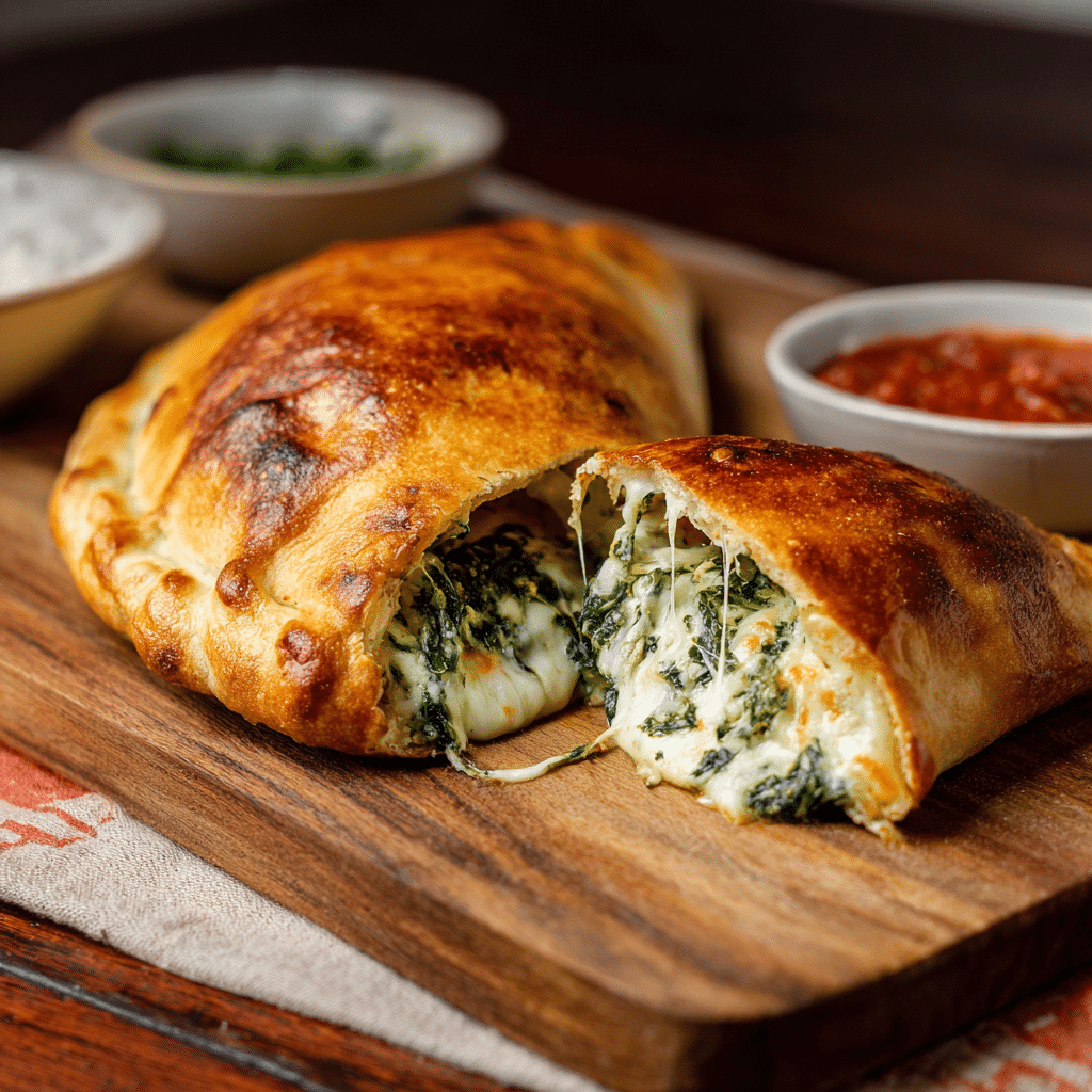 Baked Spinach & Cheese Calzone Recipe - Recipe Image
