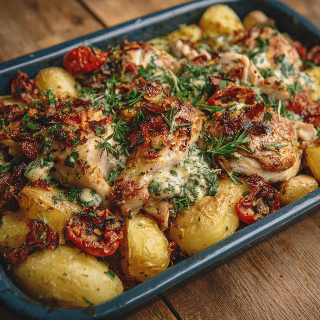 Oven Baked Chicken & Potato Tray Recipe - Recipe Image