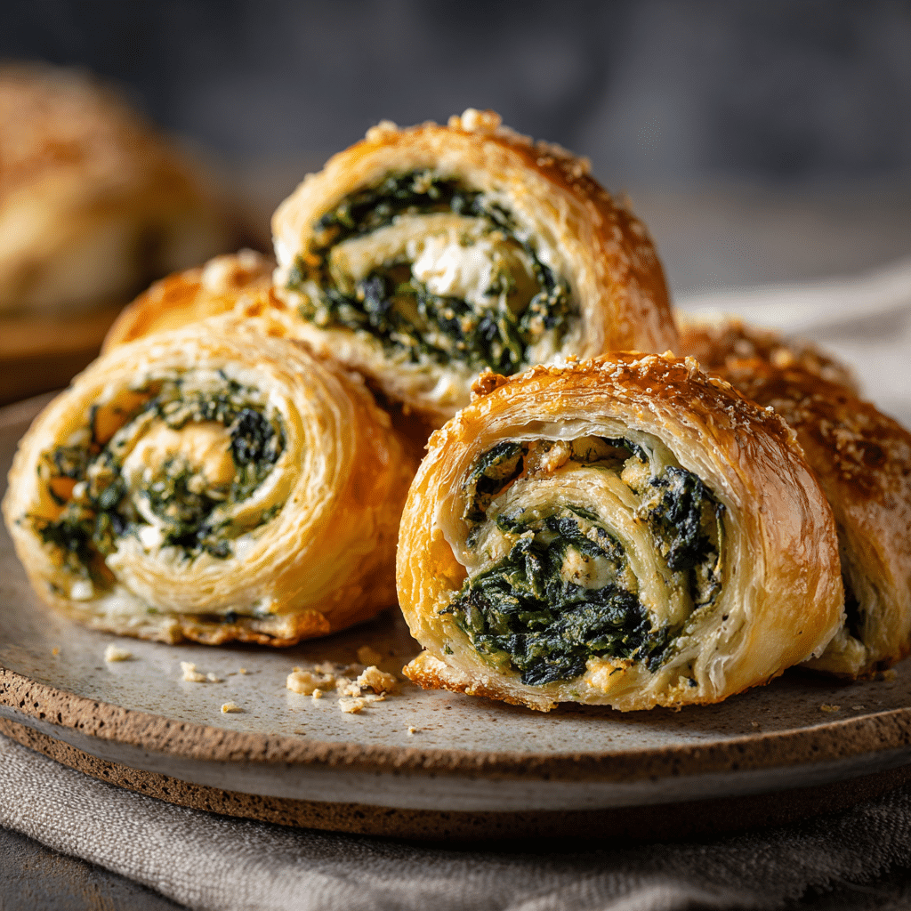 Spinach & Feta Puff Pastry Rolls Recipe - Recipe Image