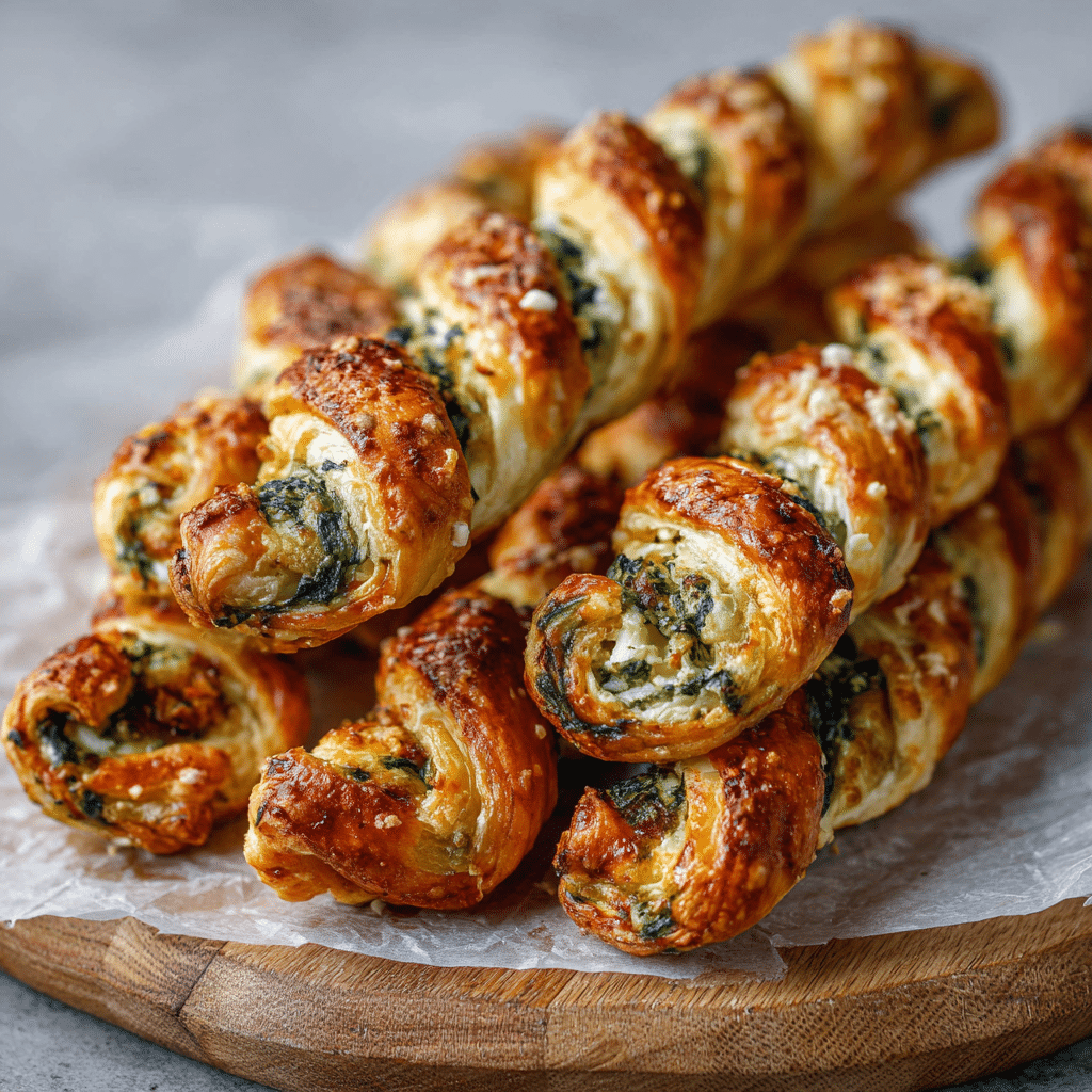 Cheesy Spinach & Feta Puff Pastry Twists Recipe - Recipe Image