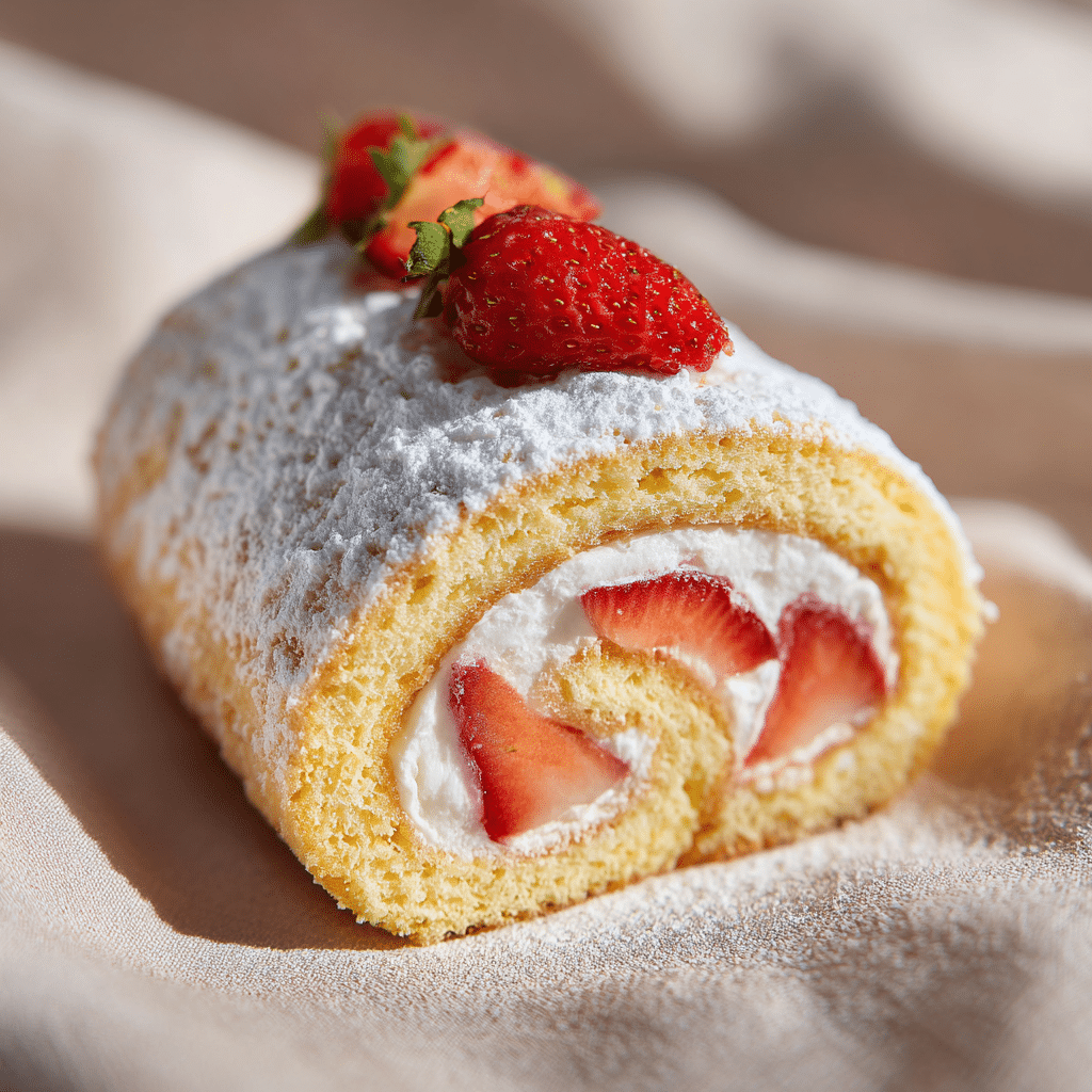 Strawberry Cream Roll Recipe - Recipe Image