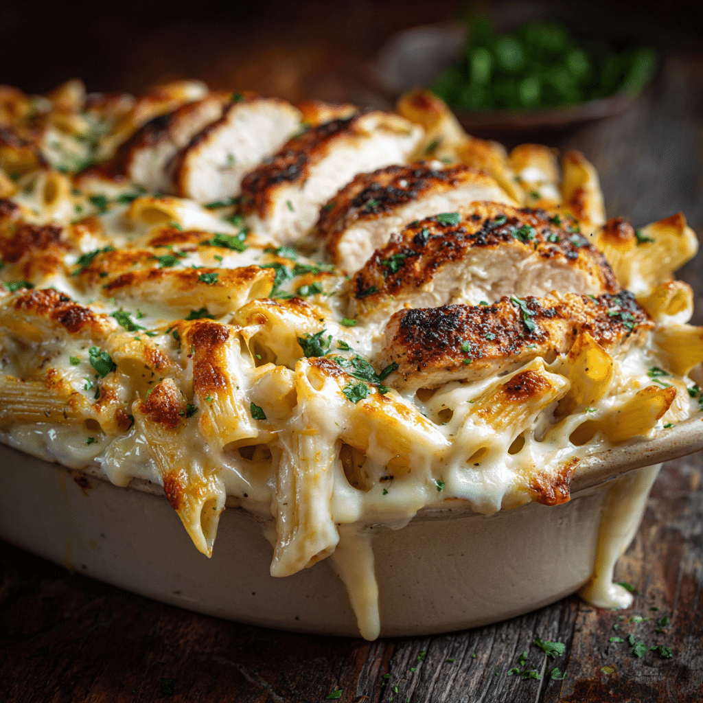 Baked Chicken Alfredo Pasta Recipe - Recipe Image