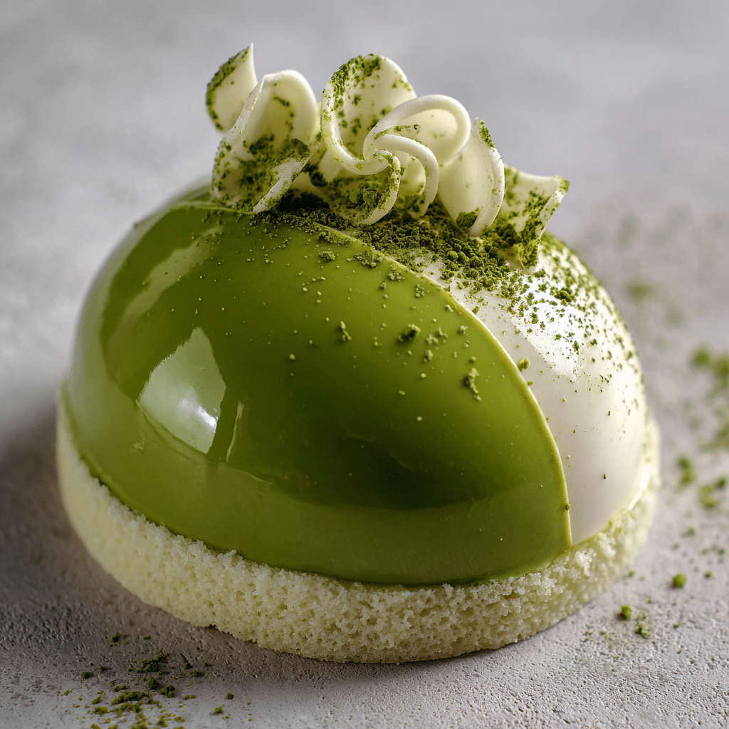 Matcha White Chocolate Dome Cake Recipe - Recipe Image