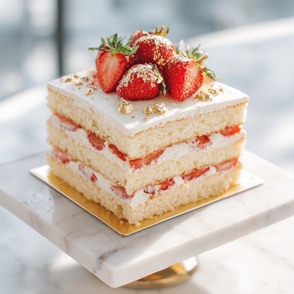 Champagne & Strawberry Layer Cake Recipe - Recipe Image
