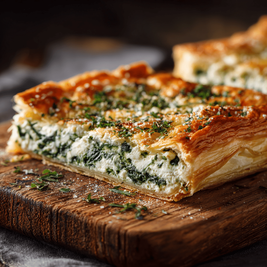 Savory Spinach & Feta Puff Pastry Tart Recipe - Recipe Image