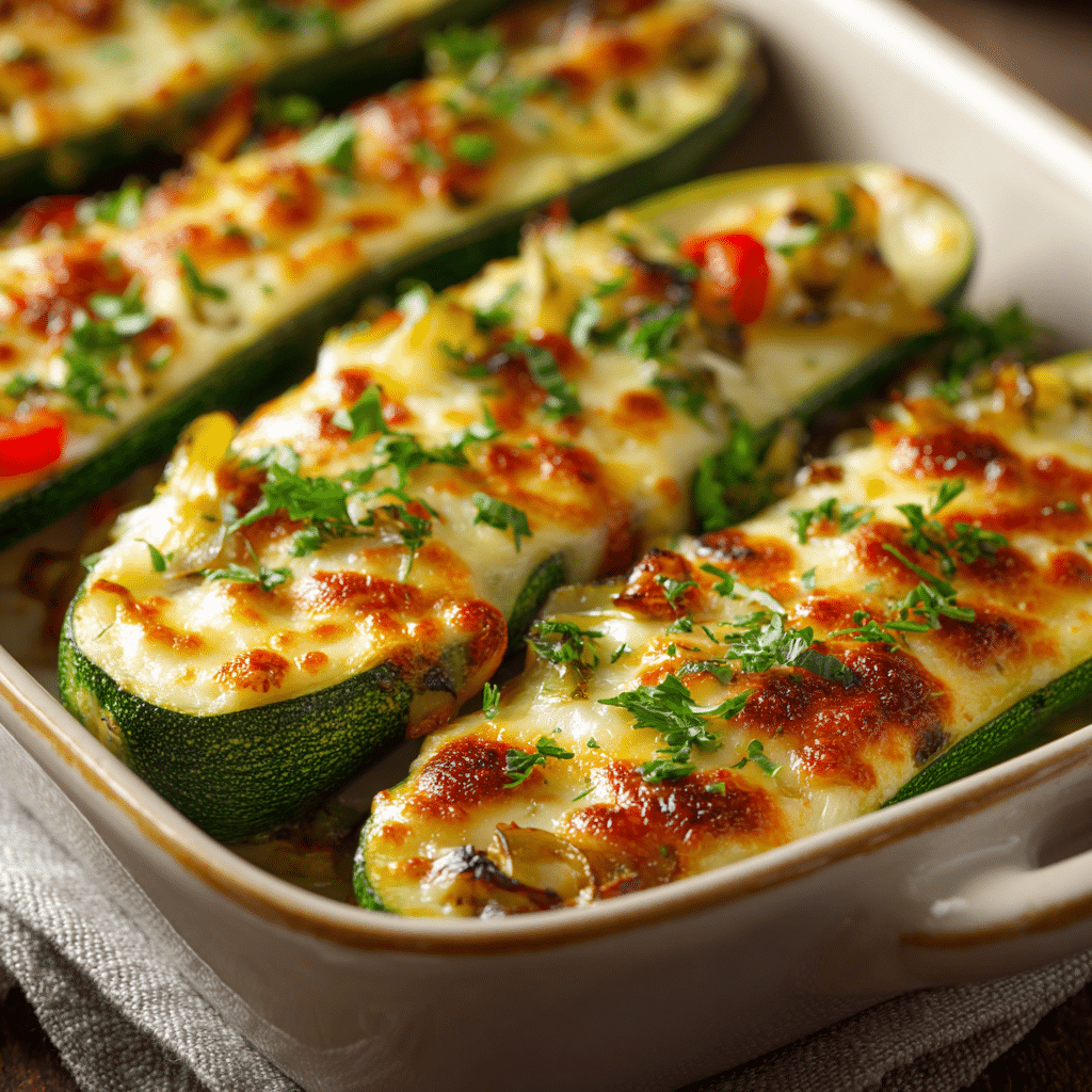 Oven-Baked Cheesy Zucchini Boats Recipe - Recipe Image