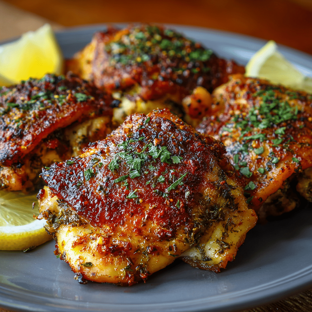 Spicy Baked Lemon Herb Chicken Thighs Recipe