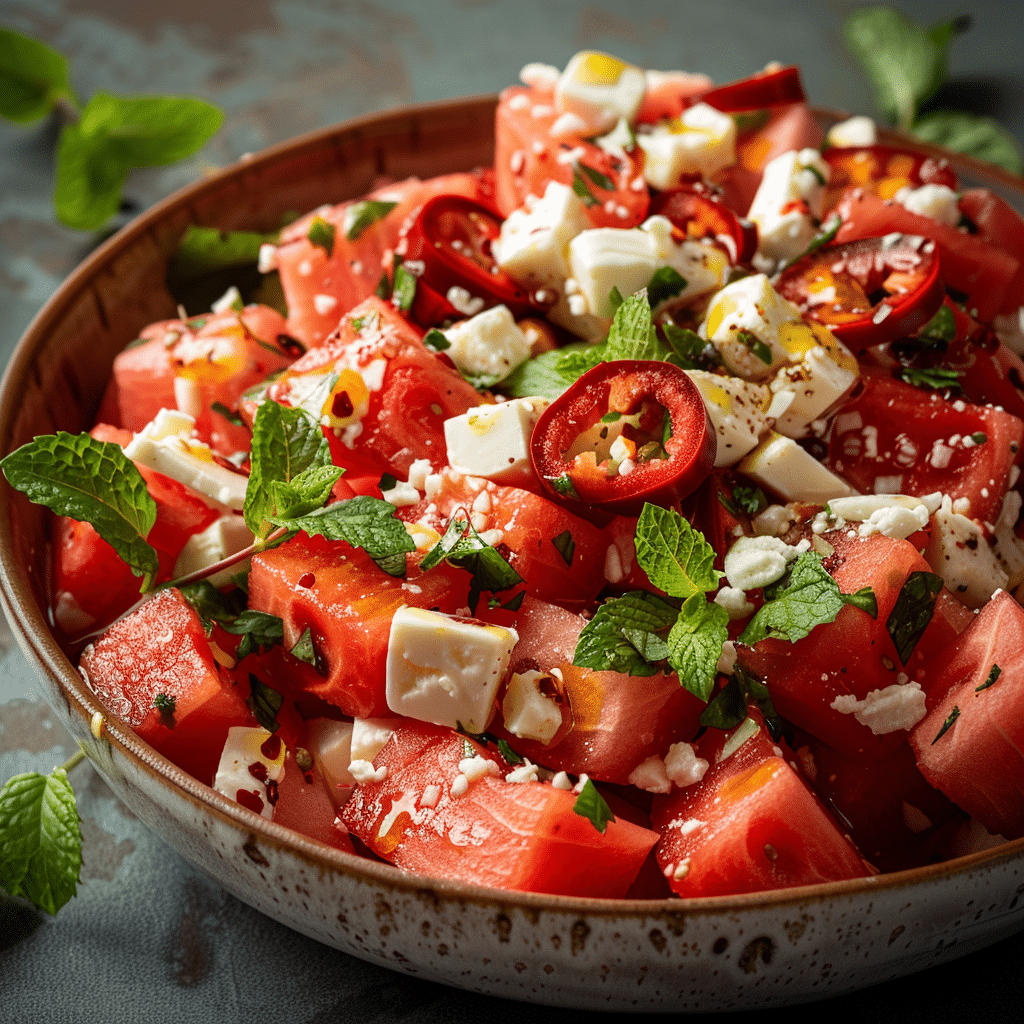 Spicy Watermelon Feta Salad: Sweet & Fiery
 - Recipe Image