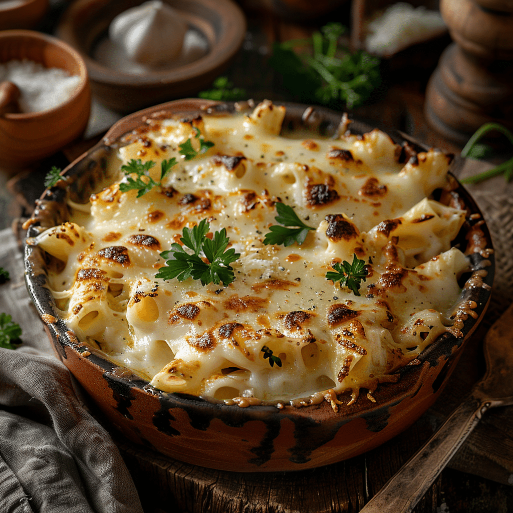 Baked Pasta with Creamy White Sauce Recipe - Recipe Image