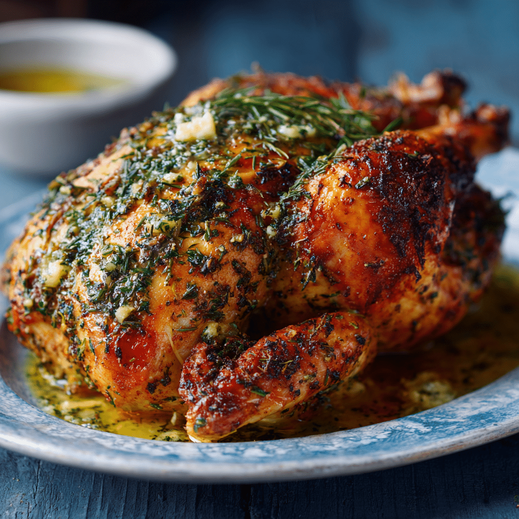 Herb-Crusted Roast Chicken with Garlic Butter Recipe - Recipe Image