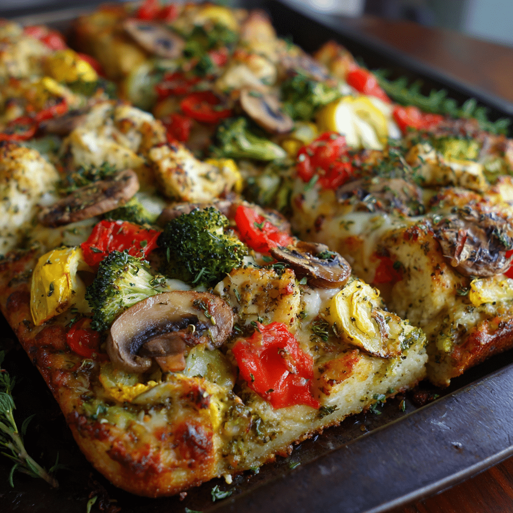 Chicken & Veggie Sheet Pan Pizza Recipe - Recipe Image
