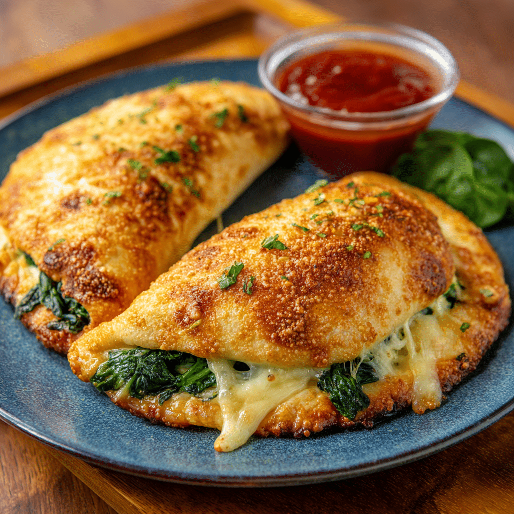 Baked Spinach & Cheese Calzone Recipe - Recipe Image