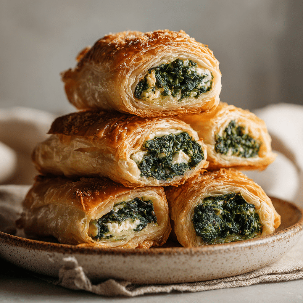 Spinach & Feta Puff Pastry Rolls Recipe - Recipe Image