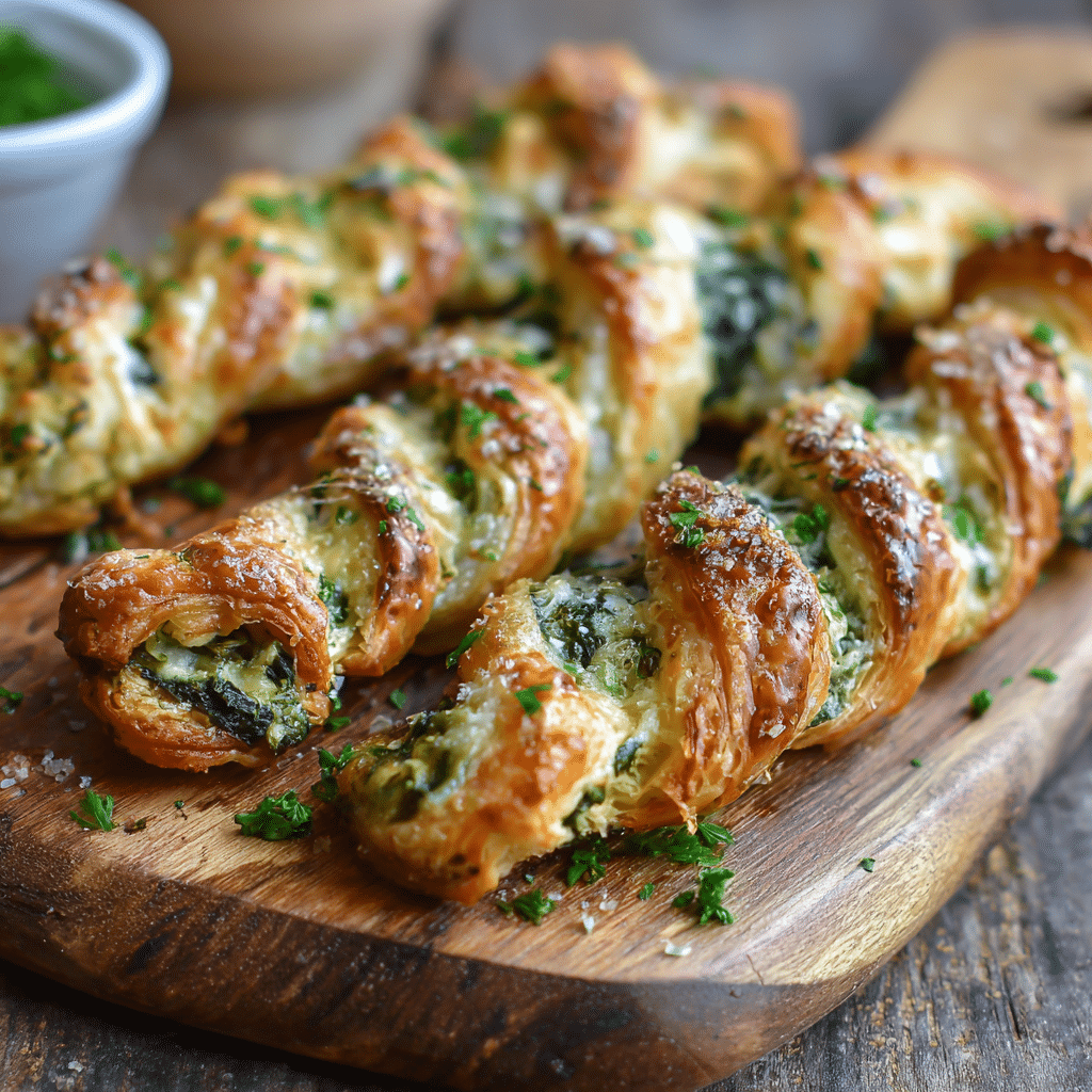Cheesy Spinach & Feta Puff Pastry Twists Recipe - Recipe Image