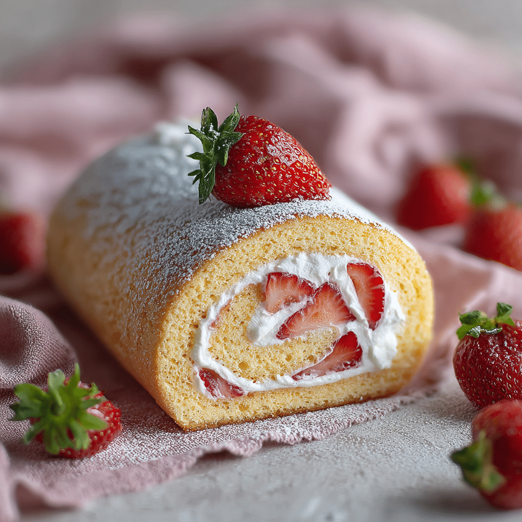Strawberry Cream Roll Recipe - Recipe Image
