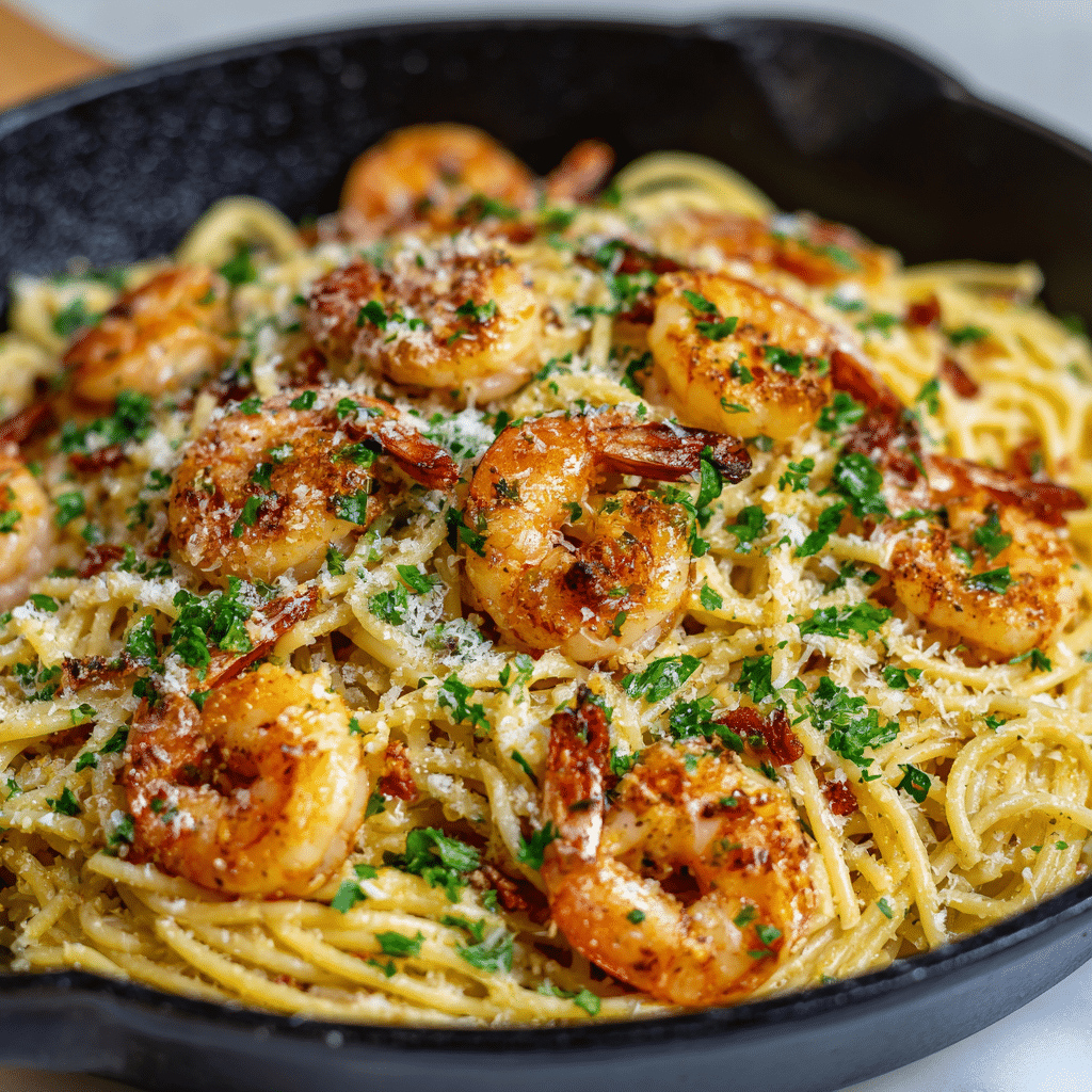 Garlic Butter Shrimp Pasta Recipe - Recipe Image