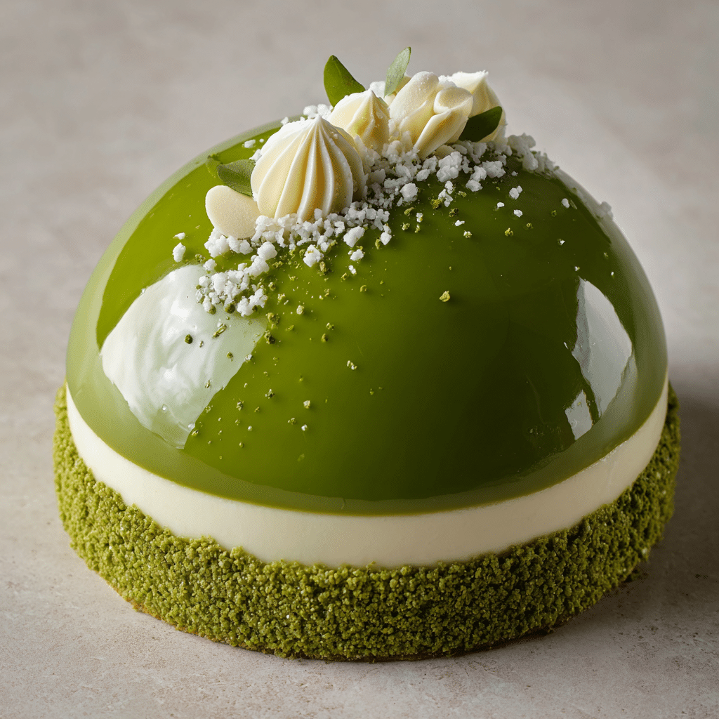 Matcha White Chocolate Dome Cake Recipe - Recipe Image