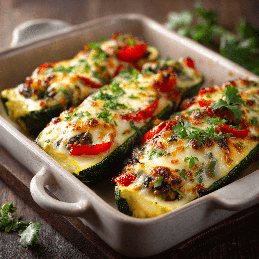 Oven-Baked Cheesy Zucchini Boats Recipe - Recipe Image