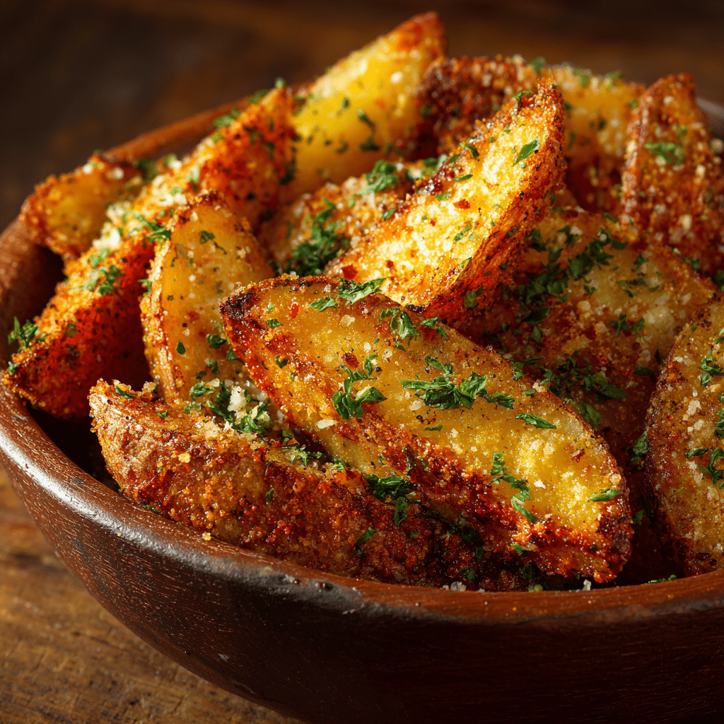 Baked Garlic Parmesan Potato Wedges Recipe - Recipe Image
