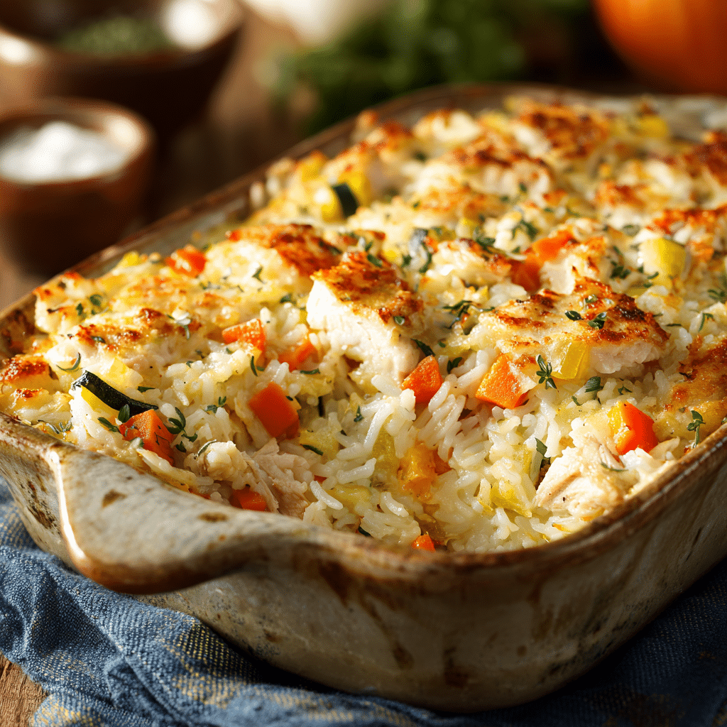 Chicken and Vegetable Rice Casserole Recipe - Recipe Image