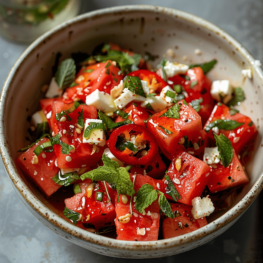 Spicy Watermelon Feta Salad: Sweet & Fiery