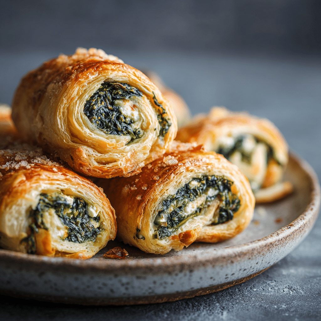 Spinach & Feta Puff Pastry Rolls Recipe