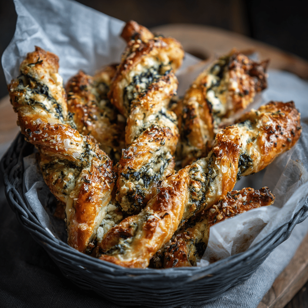 Cheesy Spinach & Feta Puff Pastry Twists Recipe