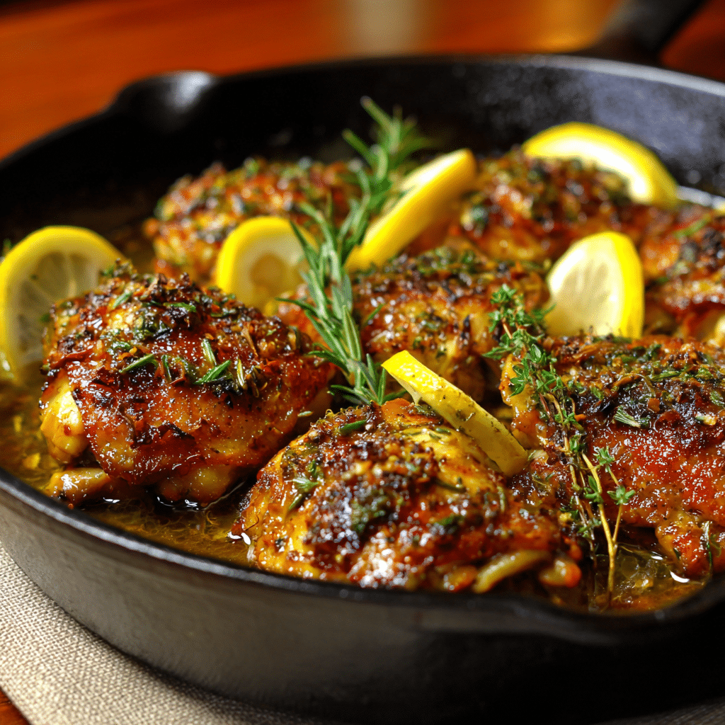 Spicy Baked Lemon Herb Chicken Thighs Recipe - Recipe Image