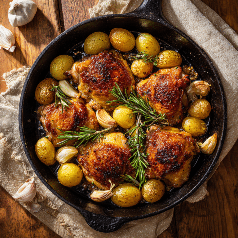 Garlic Herb Roasted Potatoes & Chicken Recipe