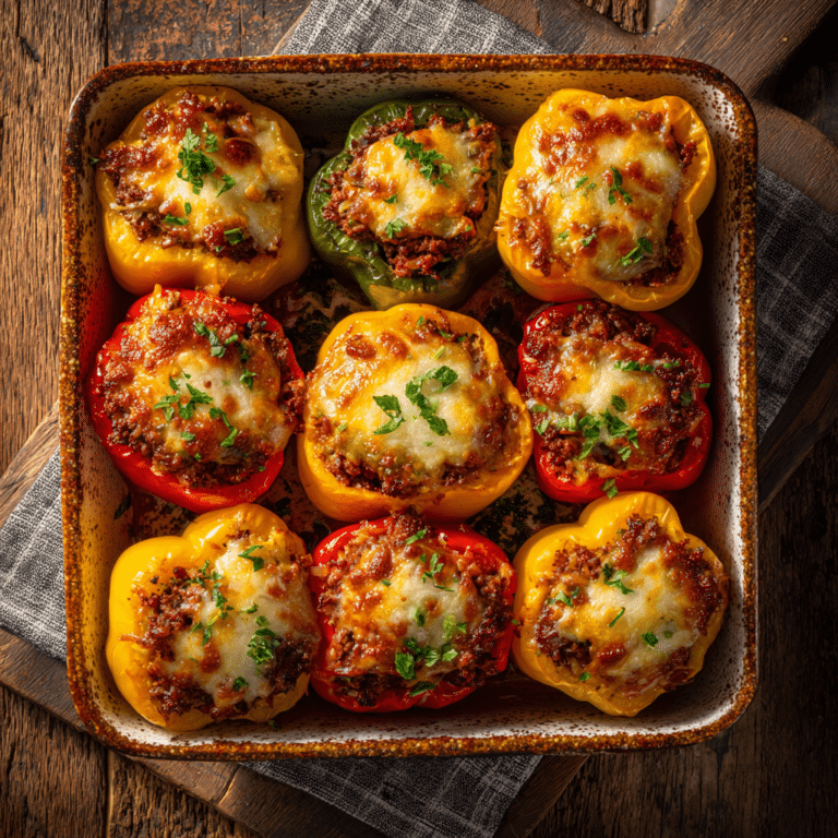 Beef & Cheese Stuffed Bell Peppers Recipe